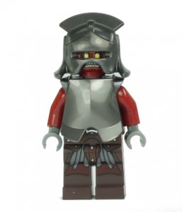 Figurka LEGO Uruk-Hai s helmou a brněním zepředu